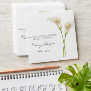 Calla Lily Memorial Funeral Seed Envelope