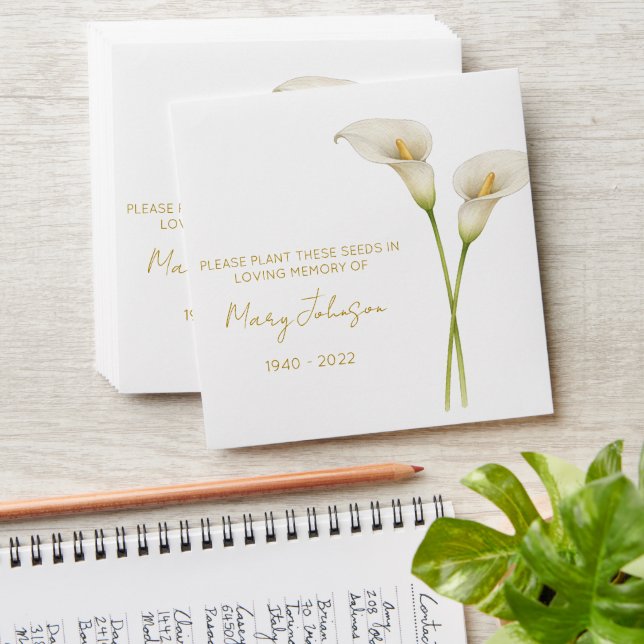 Calla Lily Memorial Funeral Seed Envelope (Stacked)