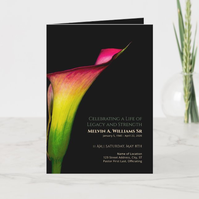 Calla Lily Memorial Red Yellow Green Program (Front)
