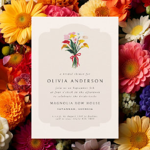 Calla Lily Modern Colourful Wedding Bridal Shower Invitation