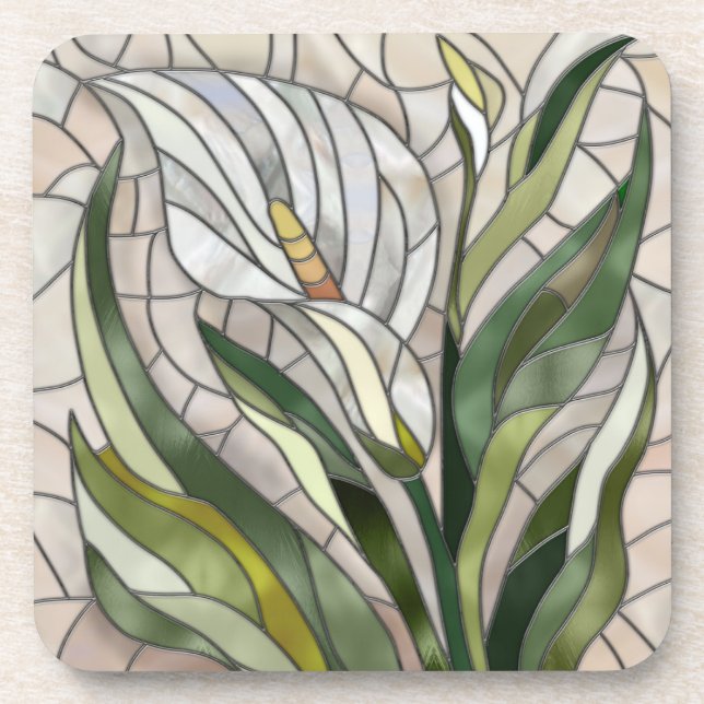 Calla Lily Mosaic Art Coaster (Front)