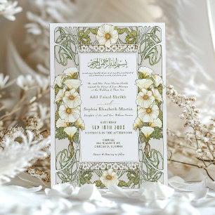 Calla Lily Muslim Wedding Art Nouveau Mucha Invitation