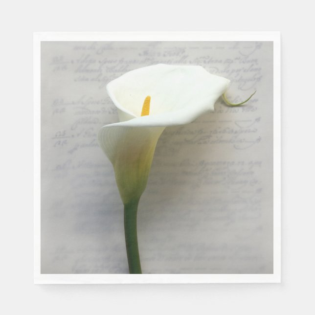 Calla lily on handwriting napkin (Front)