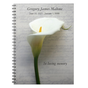 Calla lily on handwriting notebook
