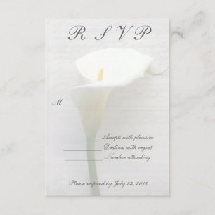 Calla lily on old handwriting fade RSVP Card