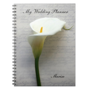 Calla lily on old handwriting notebook
