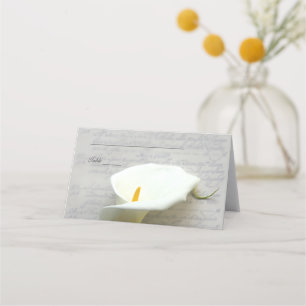 Calla lily on old handwriting place card