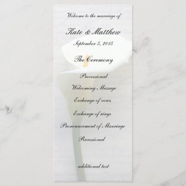 Calla lily on old handwriting program (Front)