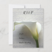 Calla lily on old handwriting rsvp