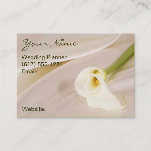 Calla Lily On White Satin Business Card (Front)