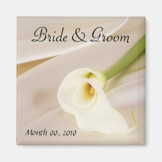Calla Lily On White Satin Magnet