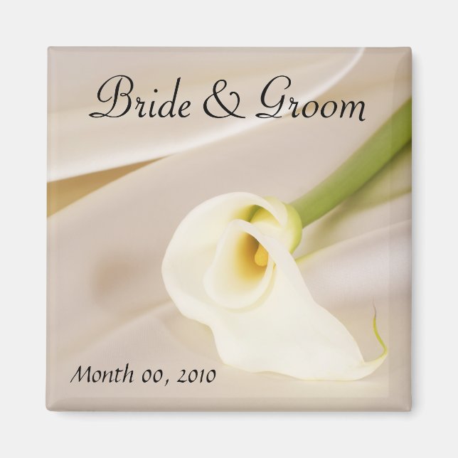 Calla Lily On White Satin Magnet (Front)
