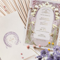 Calla Lily Rose Gold Foil Wedding Invitation Mucha