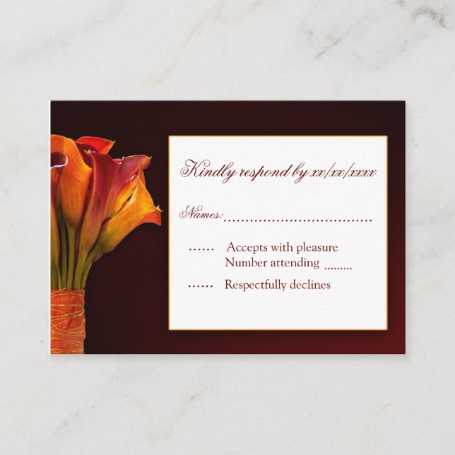 Calla lily RSVP response card (Front)