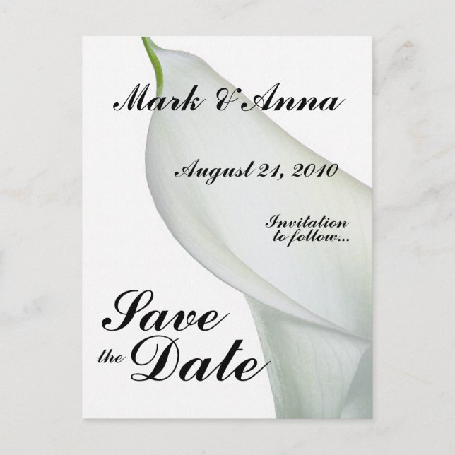Calla Lily Save the Date Postcard (Front)
