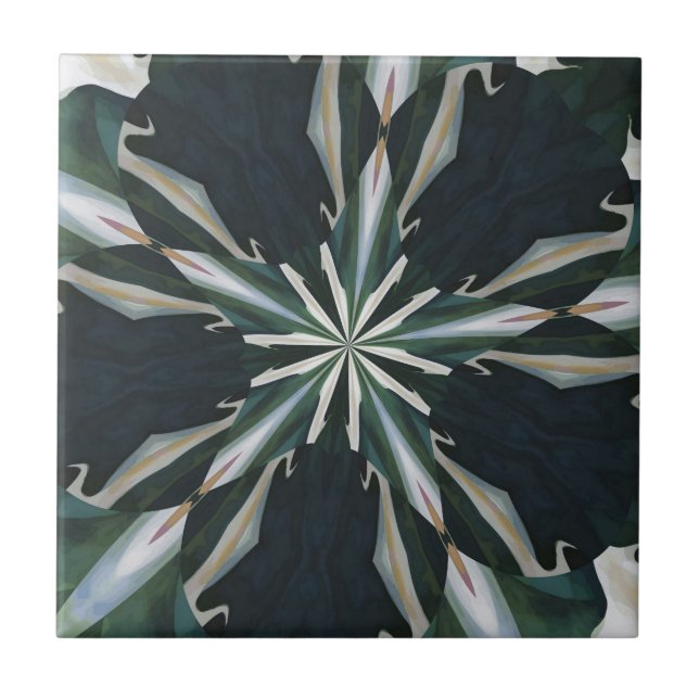 Calla Lily Star Kaleidoscope Ceramic Tile (Front)