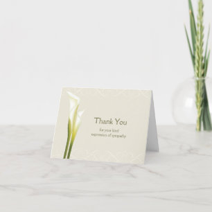 Calla Lily Sympathy Thank You Cards