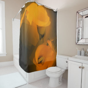 Calla Lily Warm Yellow Cubist Effect Shower Curtain