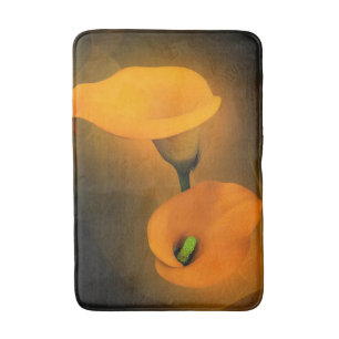 Calla Lily Warm Yellow Mist Background Bath Mat
