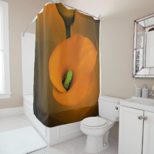 Calla Lily Warm Yellow Mist Background Shower Curtain