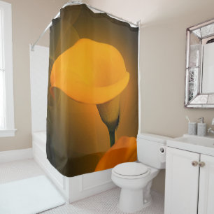 Calla Lily Warm Yellow Mist Background Shower Curtain