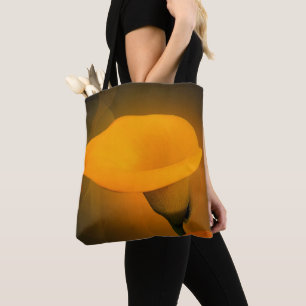 Calla Lily Warm Yellow Mist Background Tote Bag