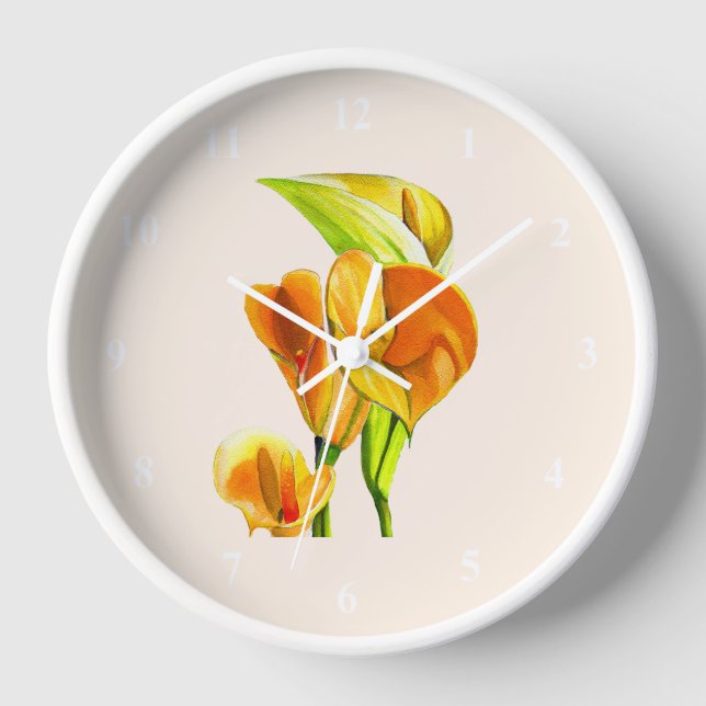 Calla lily watercolor flower art clock (Front)