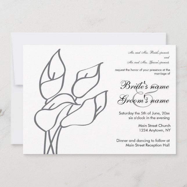 Calla Lily wedding invitation (Front)