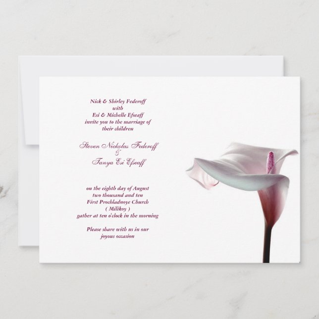 Calla Lily Wedding Invitation (Front)