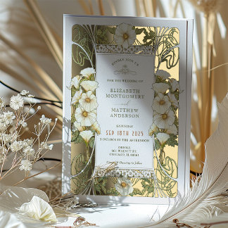 Calla Lily Wedding Invitations Art Nouveau Mucha