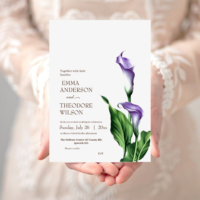 Calla Minimalist Modern Beautiful Floral Wedding Invitation (Creator Uploaded)