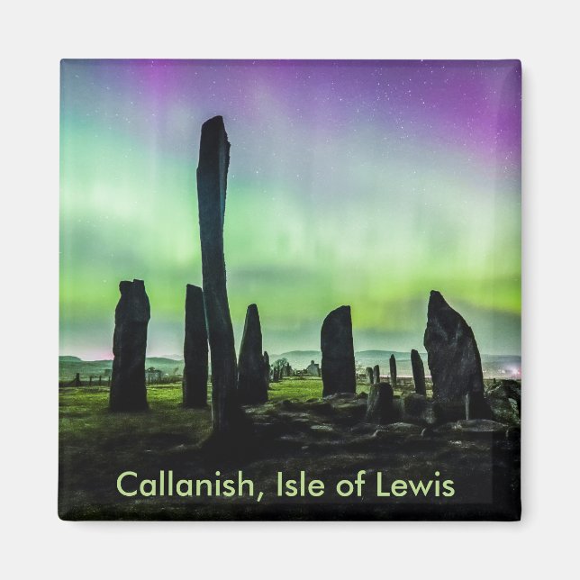 Callanish and Aurora Square Fridge Magnet (Front)