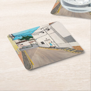 Calle Cabanilles Painting by Alfred Fox Square Paper Coaster