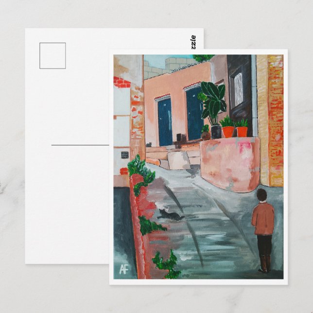 Calle Del San Miguel Painting by Alfred Fox Postcard (Front/Back)