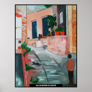 Calle Del San Miguel Painting by Alfred Fox Poster