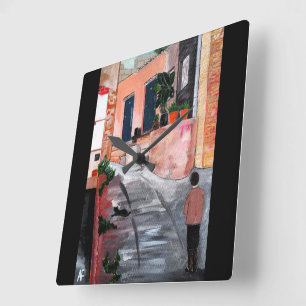 Calle Del San Miguel Painting by Alfred Fox Square Wall Clock