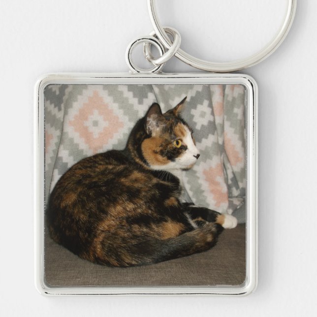 Callie Cat on Sofa Key Ring (Front)