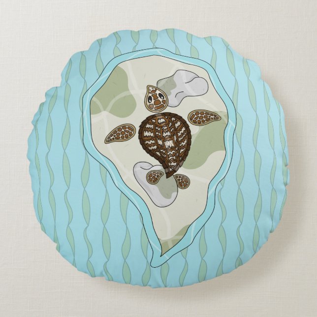 Callie the Sea Turtle Round Pillow (Front)