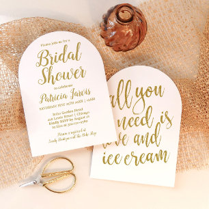 Calligraph Love and Ice Cream Bridal Shower Invite