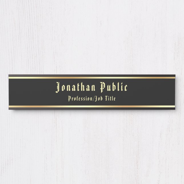 Calligraphed Black Gold Classic Nostalgic Look Door Sign (Front)