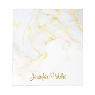 Calligraphed Elegant Template Gold White Marble Notepad