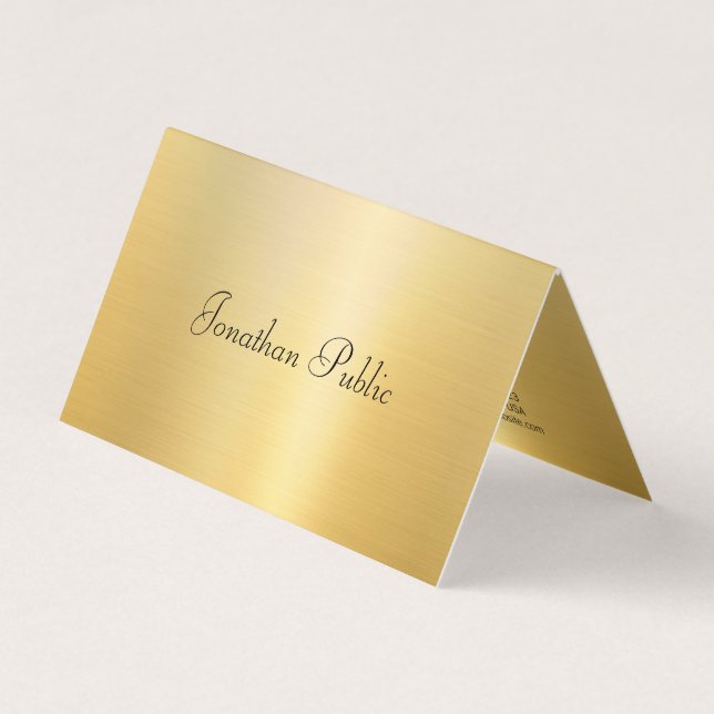 Calligraphed Faux Gold Modern Professional Trendy Business Card (Front)