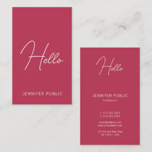 Calligraphed Hello Business Cards Modern Vertical