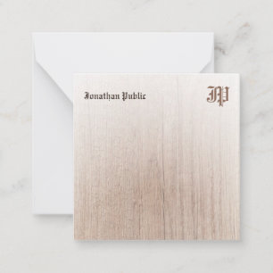 Calligraphed Monogram Wood Look Personalised Card