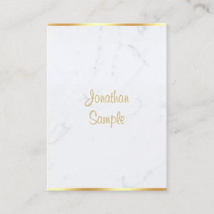 Calligraphed Script Elegant Modern Marble Gold Top Business Card