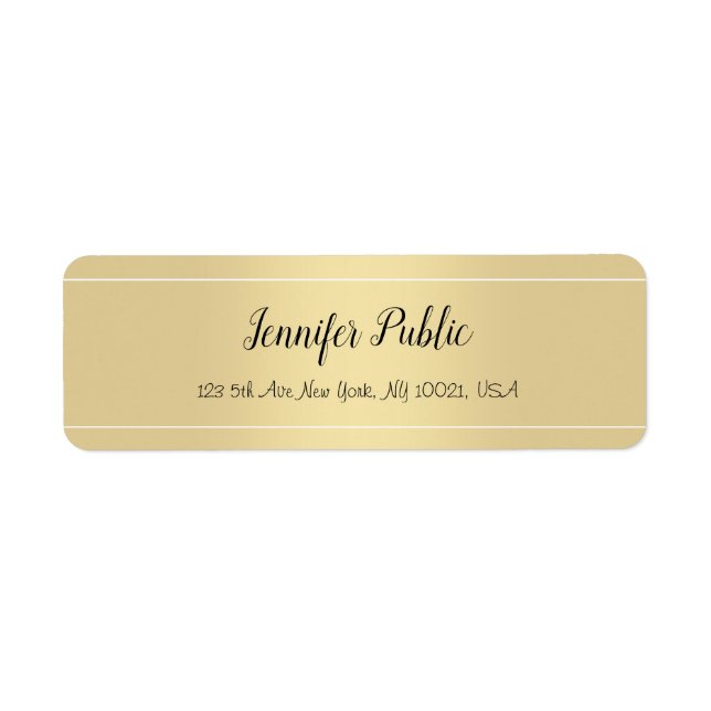 Calligraphed Script Gold Template Return Address Label (Front)