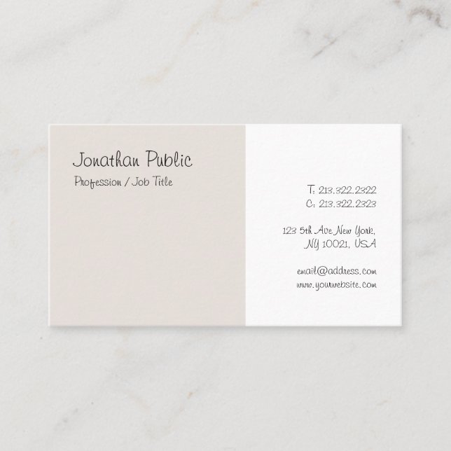 Calligraphed Script Modern Minimalist Template Business Card (Front)