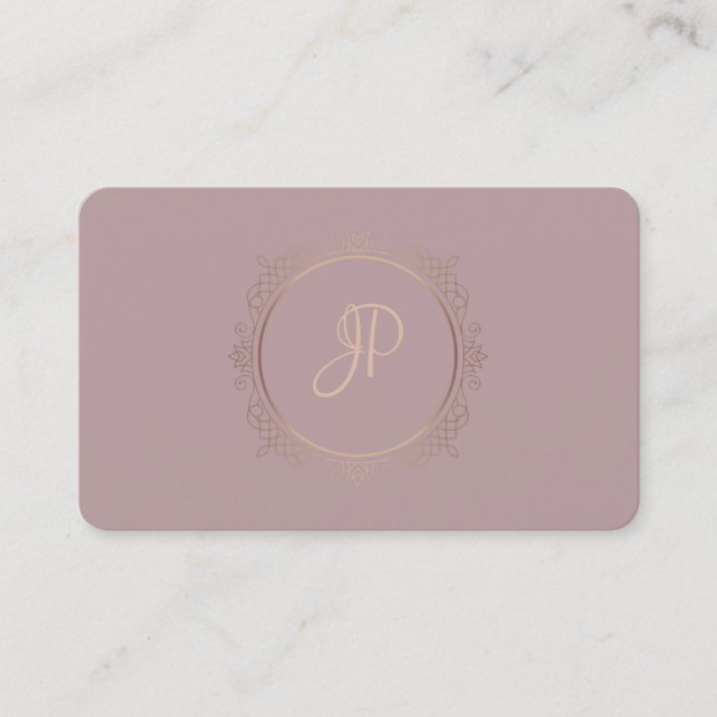 Calligraphed Script Modern Monogram Template Business Card (Front)