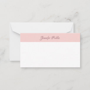 Calligraphed Script Name Modern Blush Pink White Card