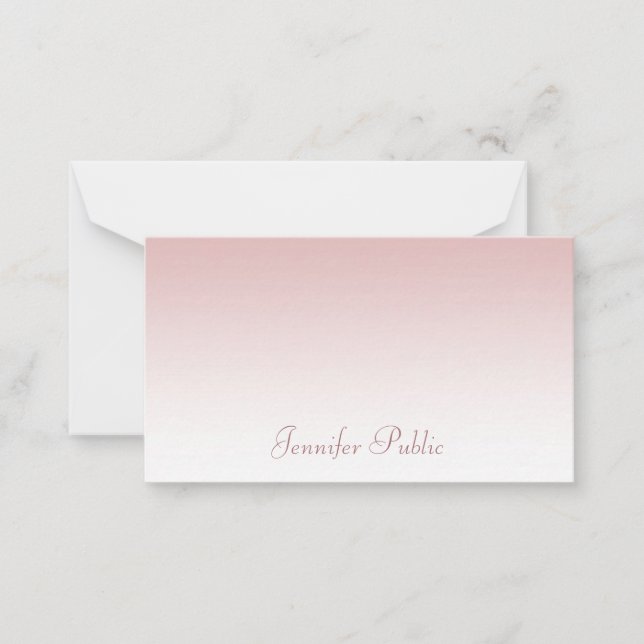 Calligraphed Script Name Modern Rose Gold Trendy Card (Front)